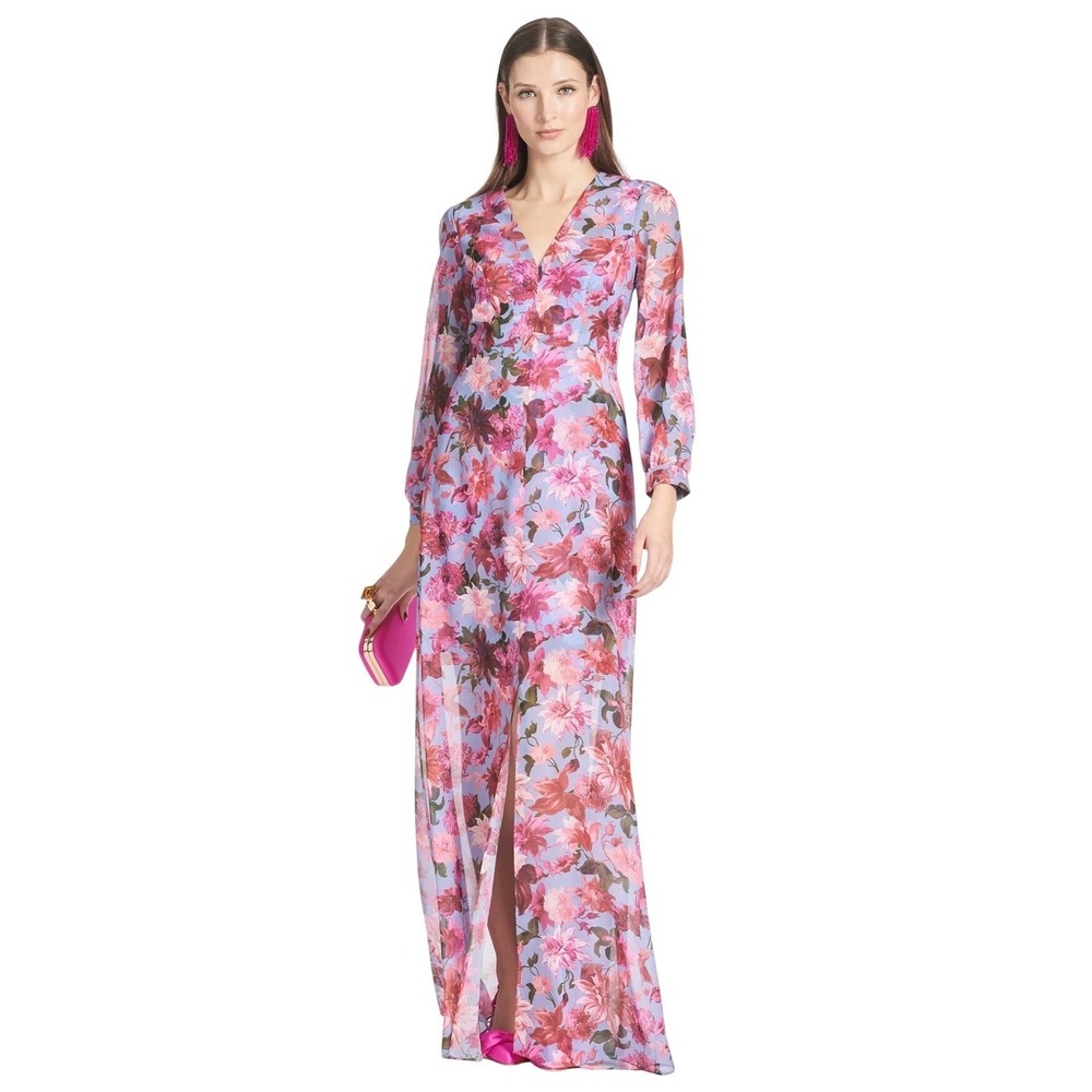 Sachin & Babi Penny Gown Women 0‎ Pink Periwinkle Floral Maxi Dress NEW $595
